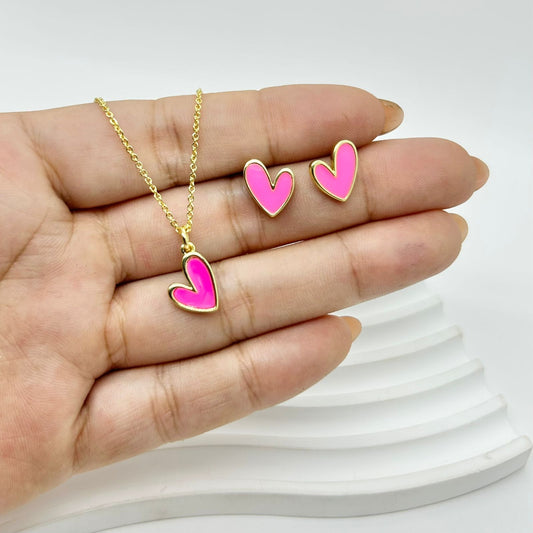 SET DE CORAZON FUCSIA