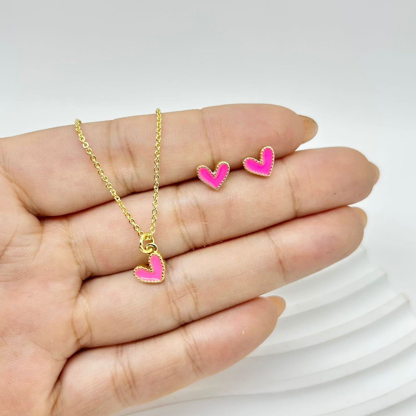 SET DE CORAZON PEQUEÑO FUCSIA