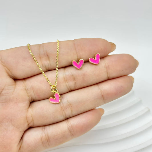 SET DE CORAZON PEQUEÑO FUCSIA