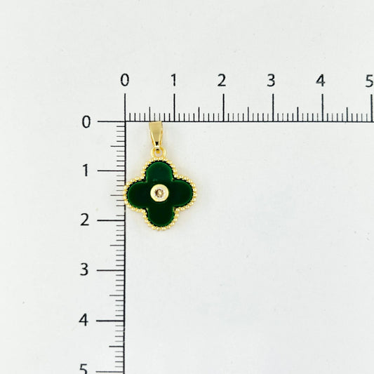 DIJE TREBOL PUNTO VERDE
