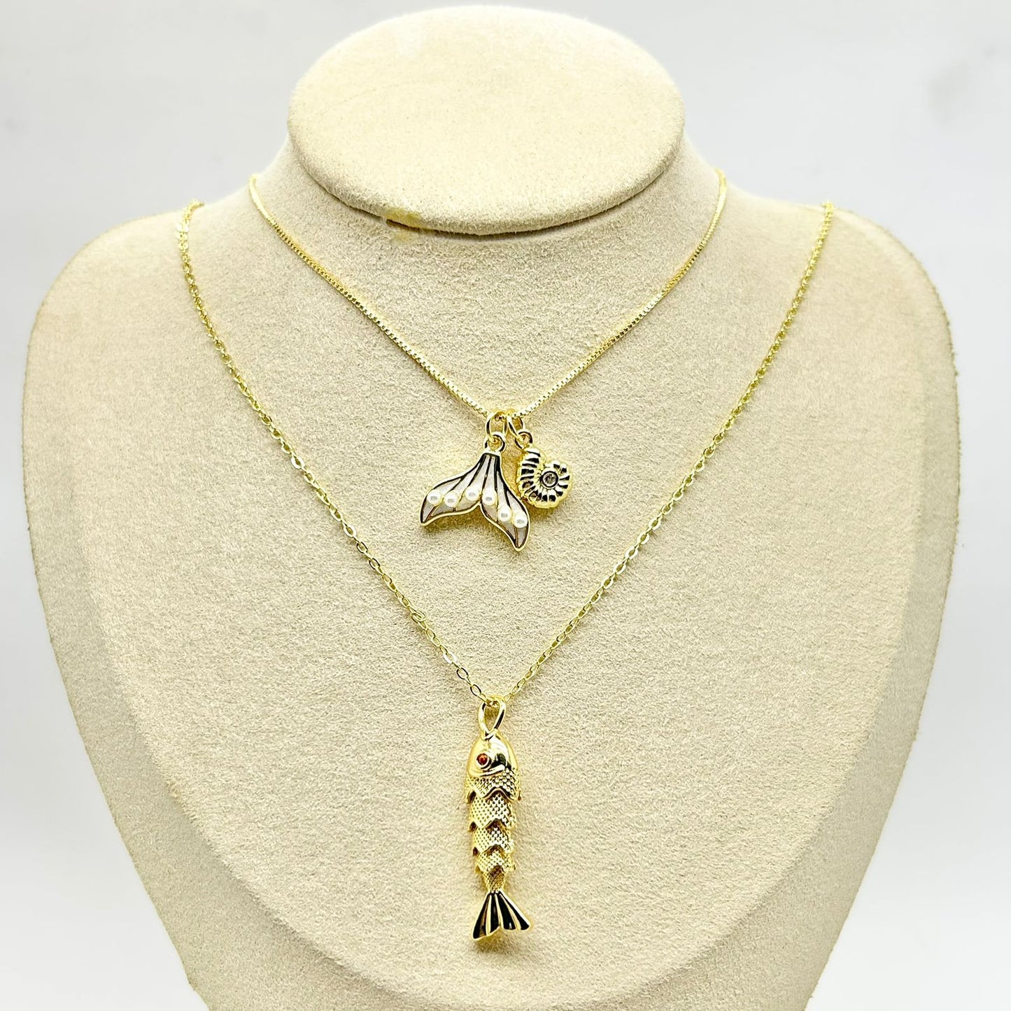 COLLAR  DOBLE PEZ DORADO