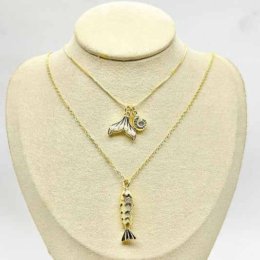 COLLAR  DOBLE PEZ DORADO