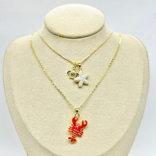 COLLAR  DOBLE LANGOSTA ROJA