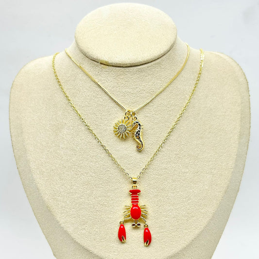 COLLAR DOBLE LANGOSTA ROJA