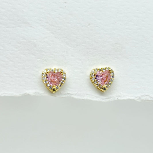 TOPO CORAZON PLATEADO CIRCON ROSA