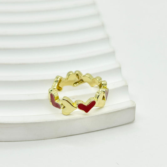 ANILLO CORAZONES ROJOS