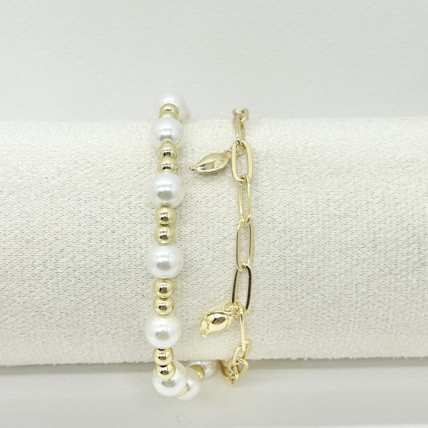 PULSERA DOBLE CON PERLA