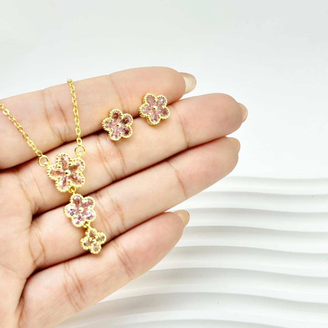 SET FLORES ROSADAS
