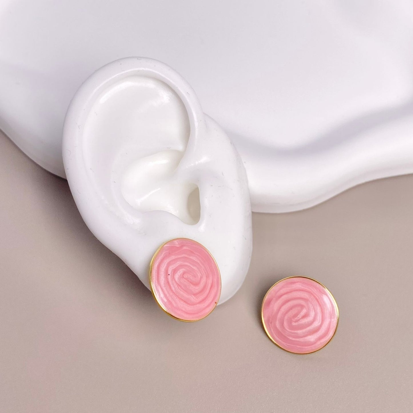 ARETES CIRCULO ROSADO