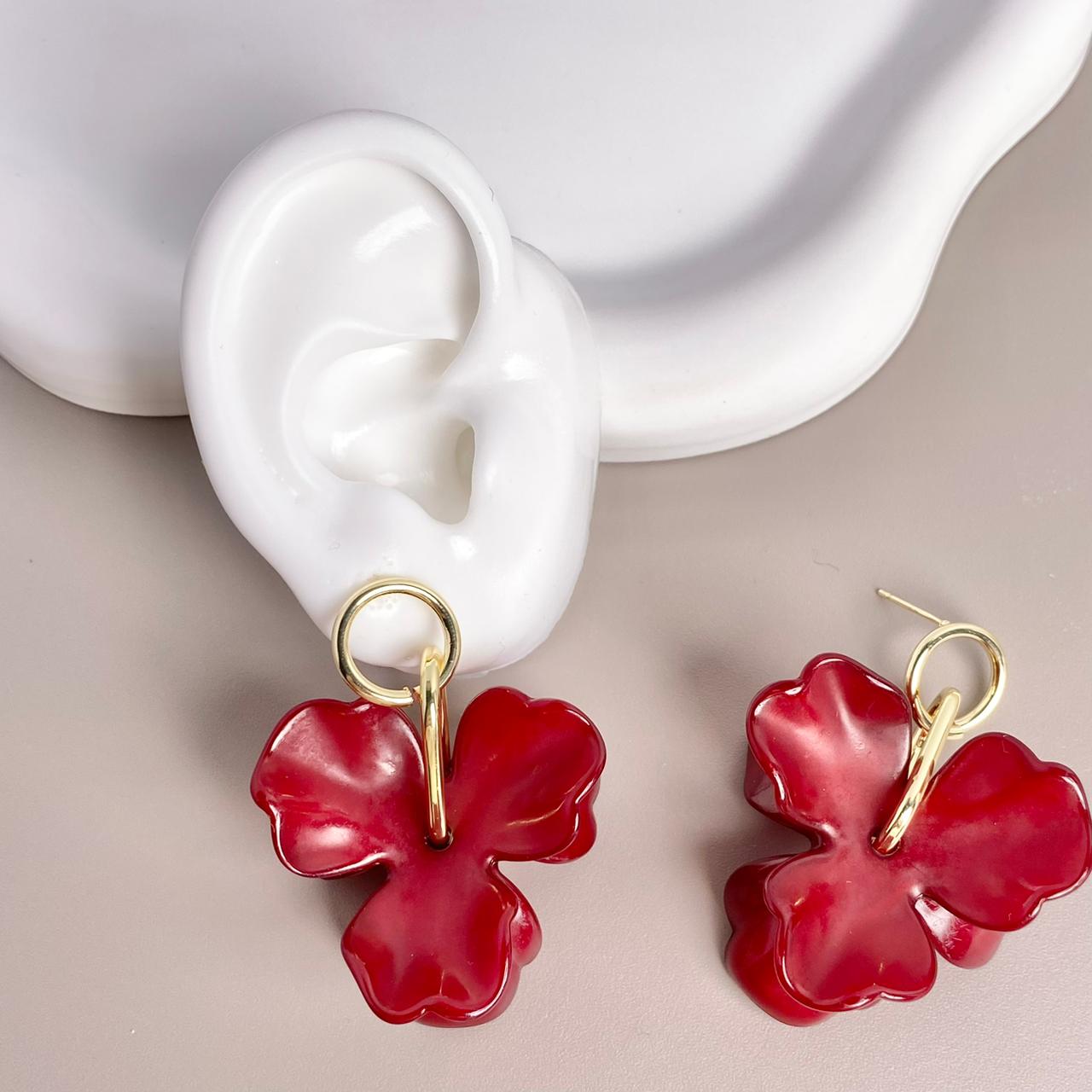 ARETE FLOR ROJO