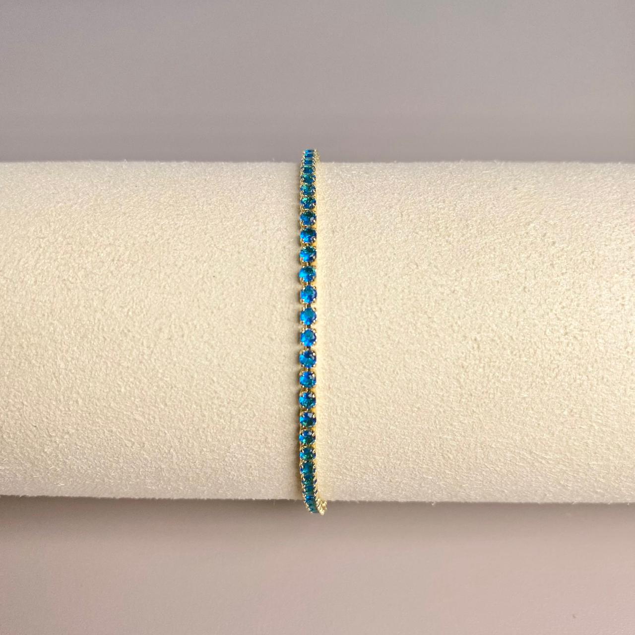 PULSERA DELGADA CON CIRCON AZUL