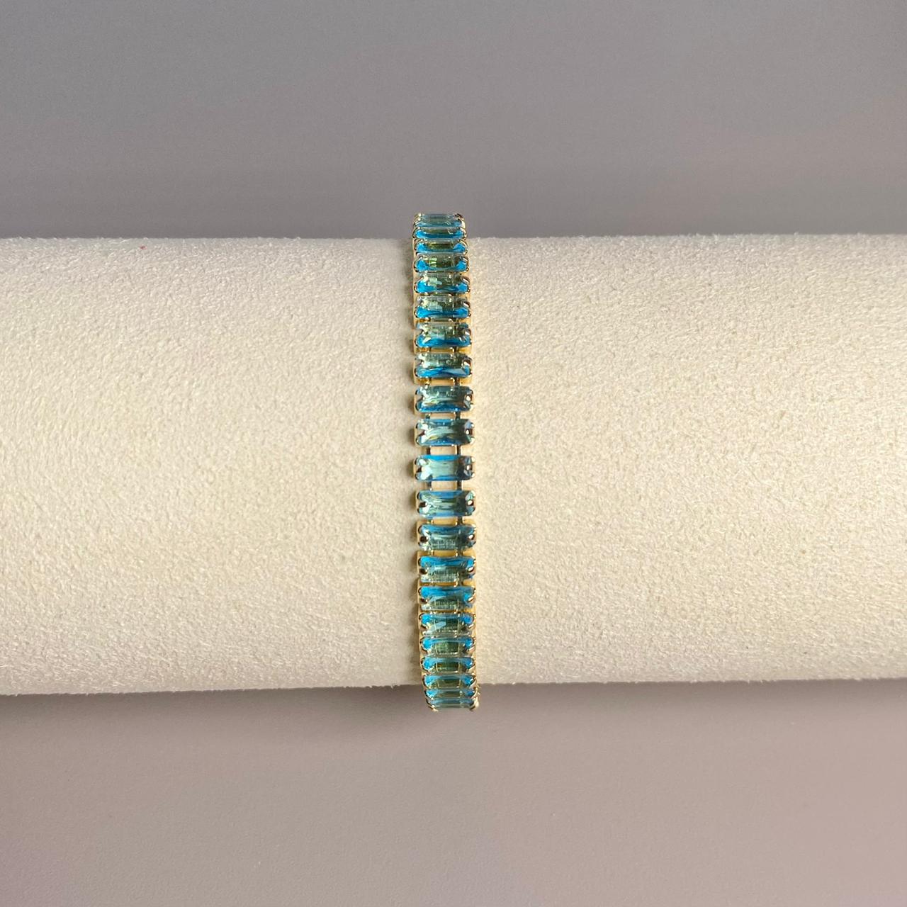 PULSERA GRUESA CIRCON AZUL