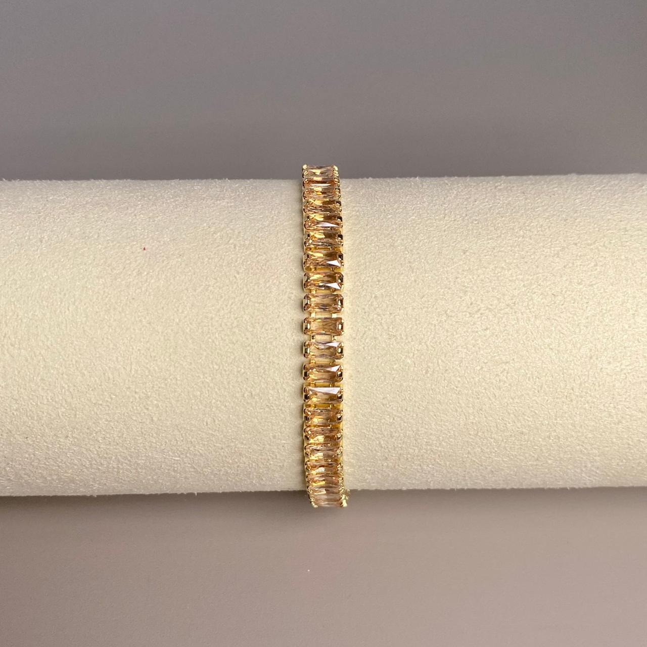PULSERA GRUESA CIRCON DORADO