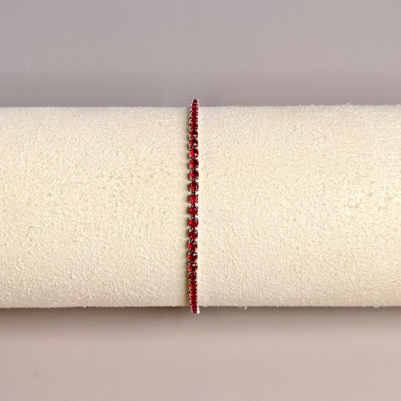 PULSERA PLATEADO CIRCON ROJO