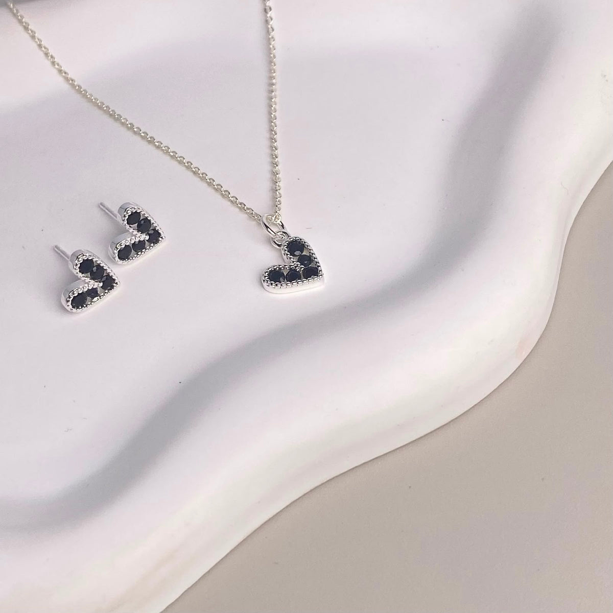 SET PLATEADO CORAZON