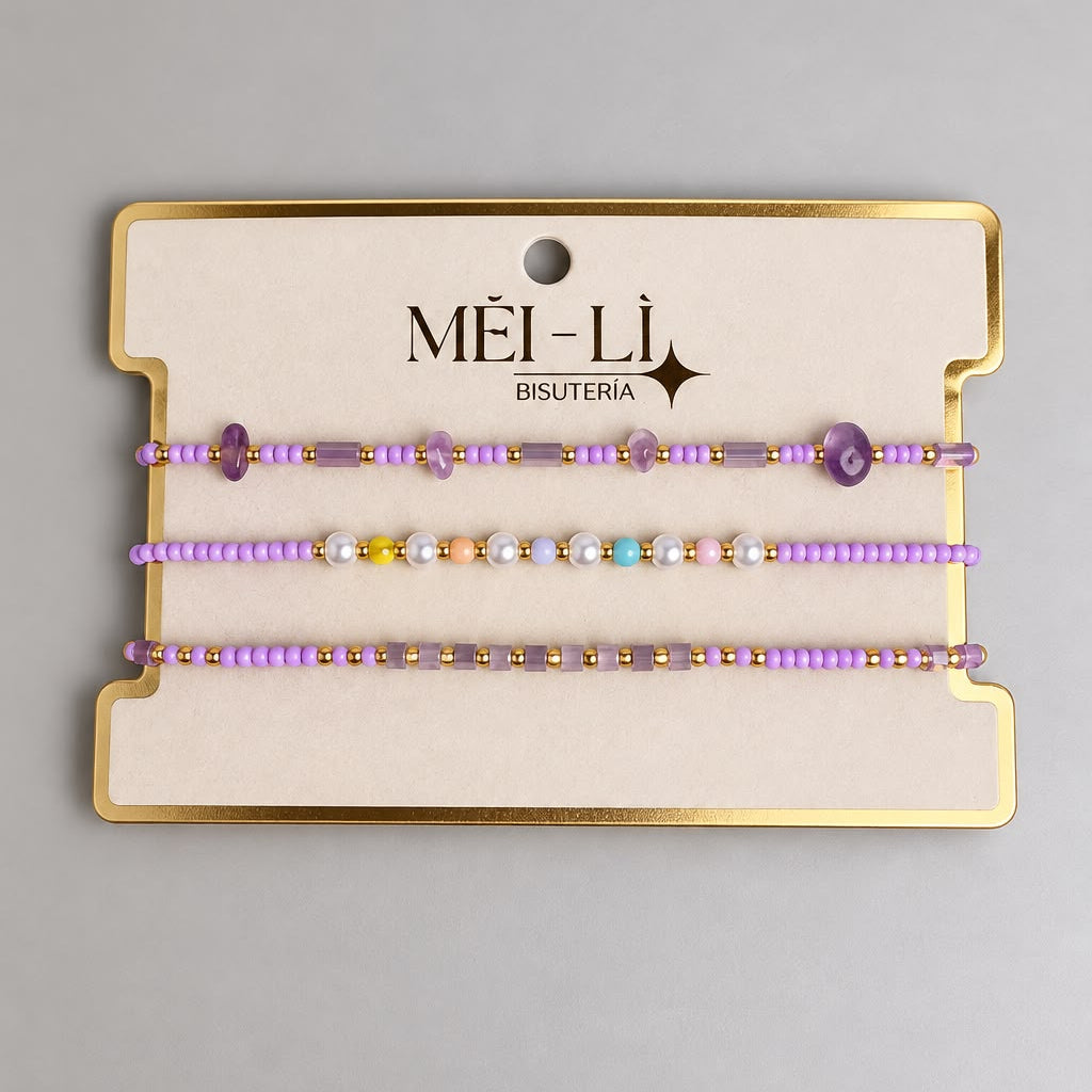 SET PULSERA LILA