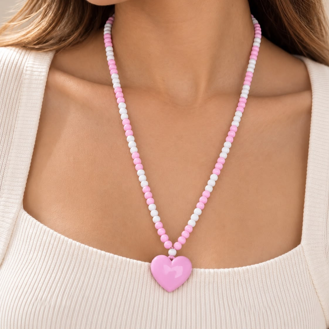 COLLAR ACABO LARGO ROSA
