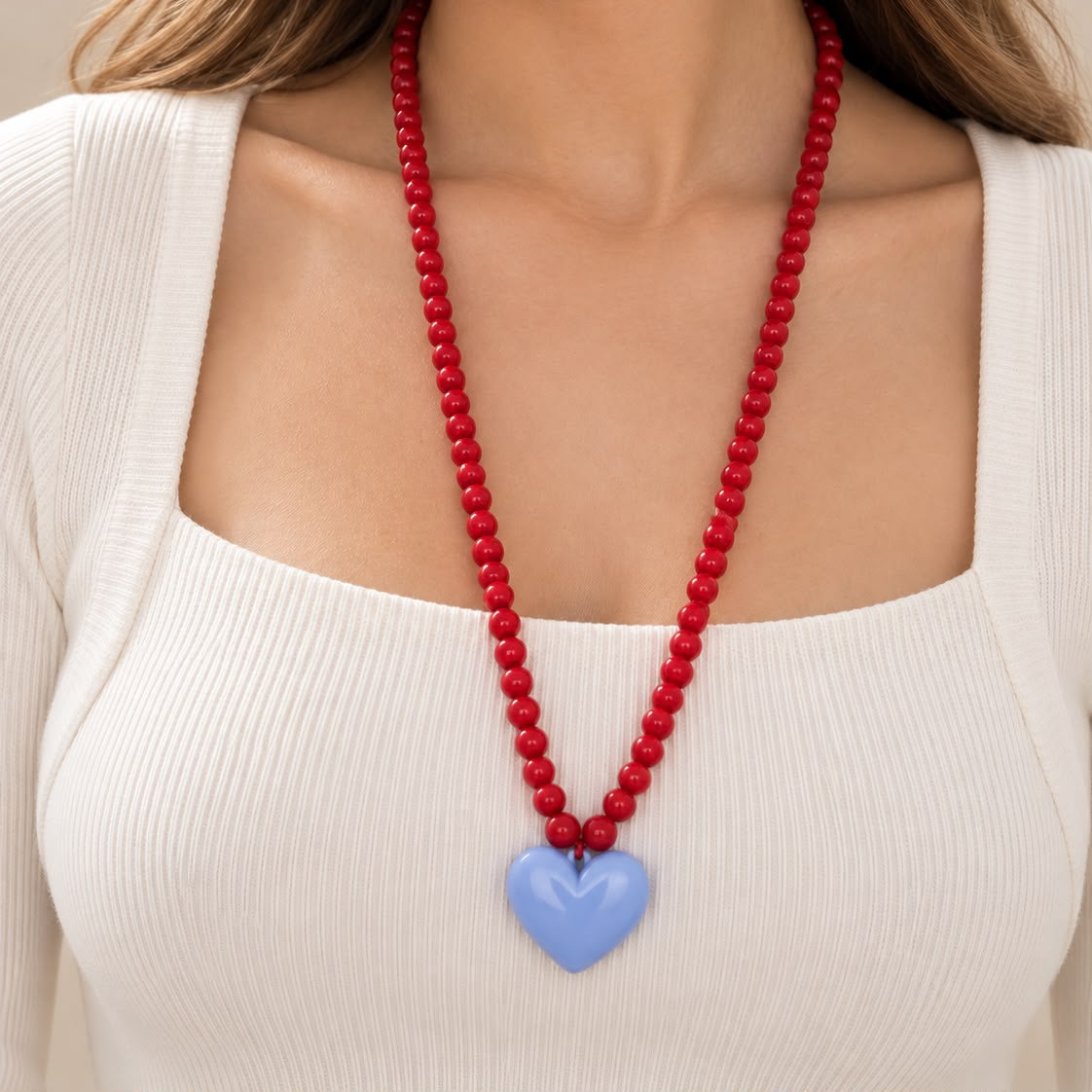 COLLAR ACABO LARGO ROJO