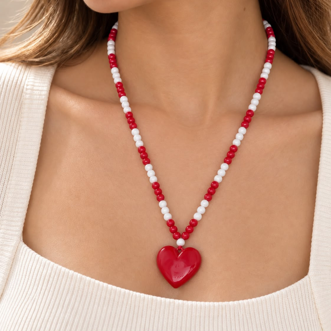 COLLAR ACABO LARGO ROJO