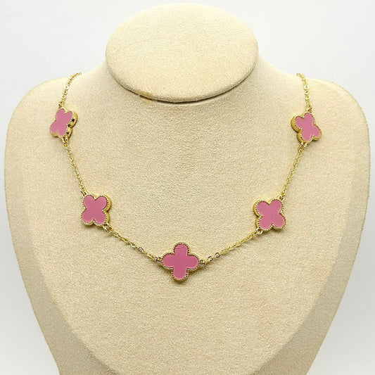 COLLAR TREBOL ROSADO