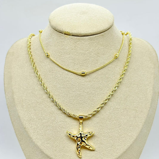 COLLAR DOBLE CON DIJE ESTRELLA