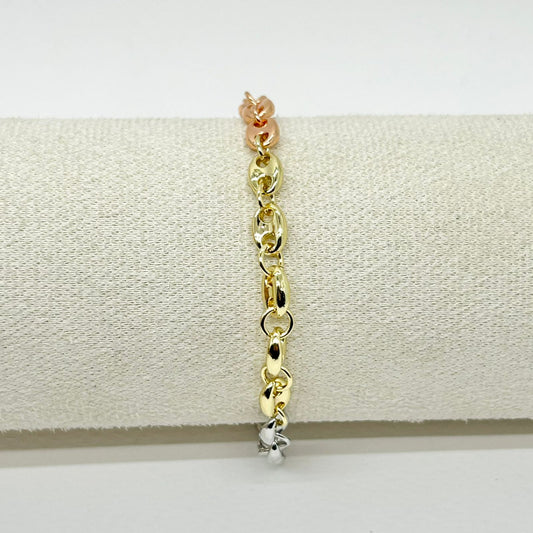 PULSERA MEDIANA TRES OROS