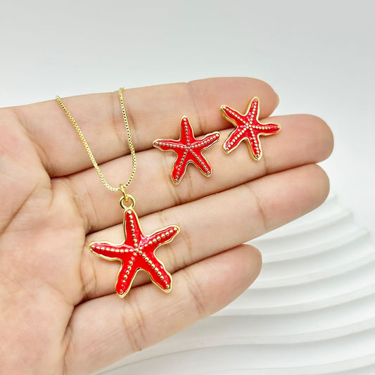SET ESTRELLA DE MAR RESINA ROJO
