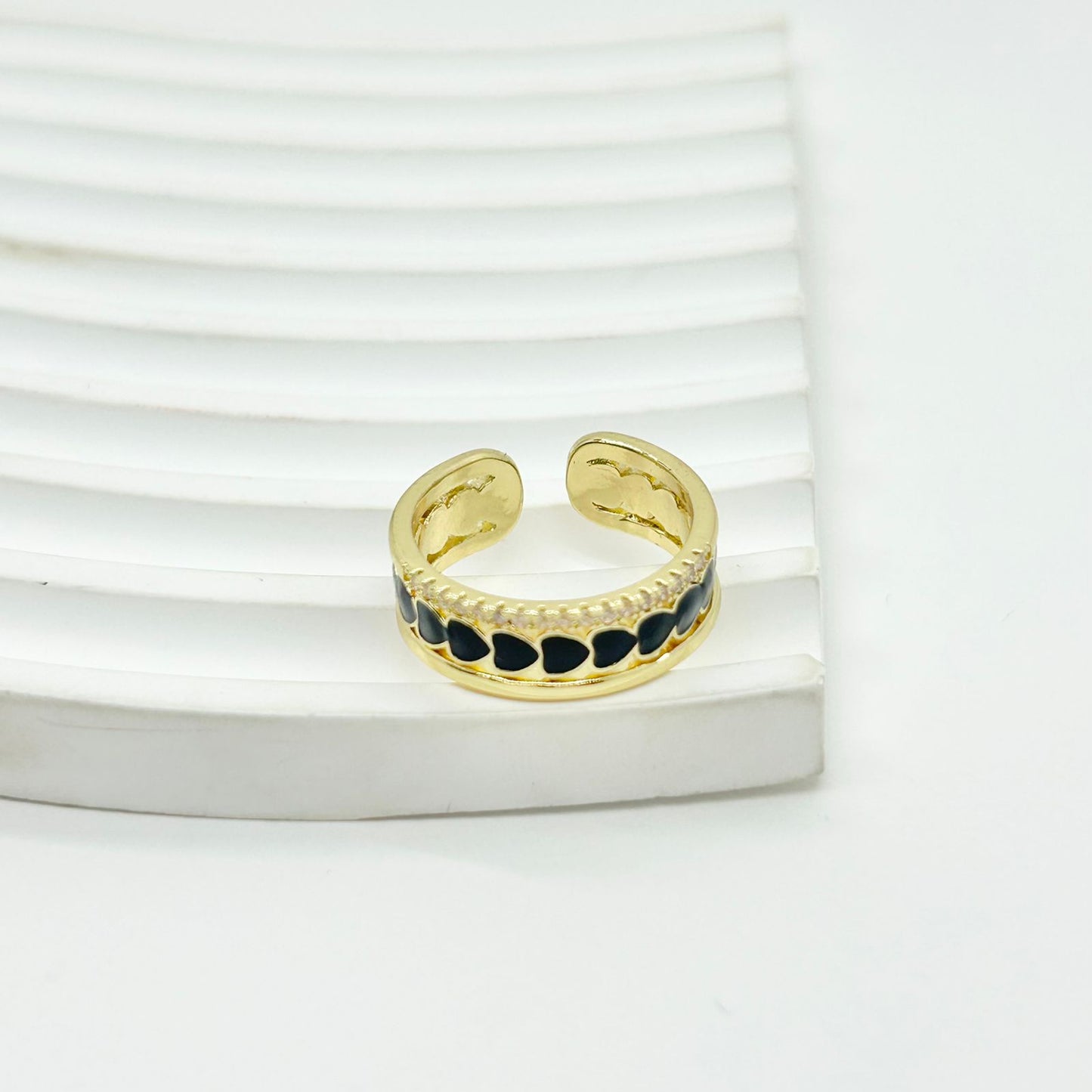 ANILLO CORAZONES NEGRAS