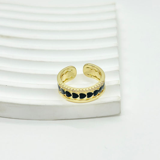 ANILLO CORAZONES NEGRAS