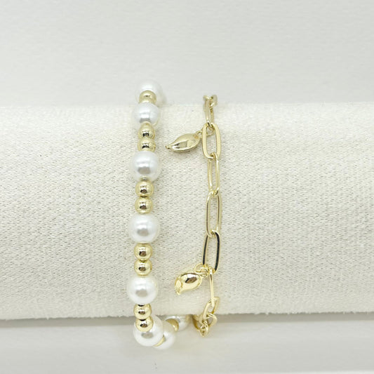 PULSERA DOBLE CON PERLA