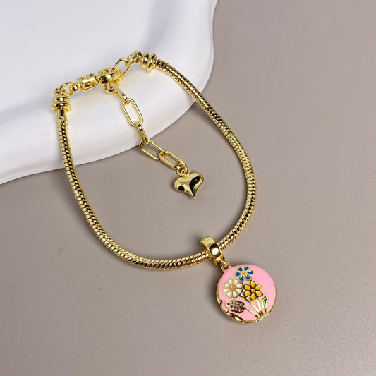 PULSERA CON DIJE FLORES