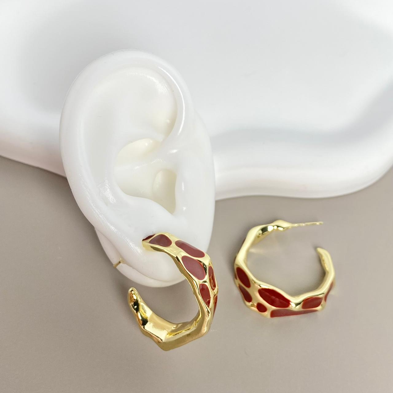 ARETE ANIMAL PRINT ROJO