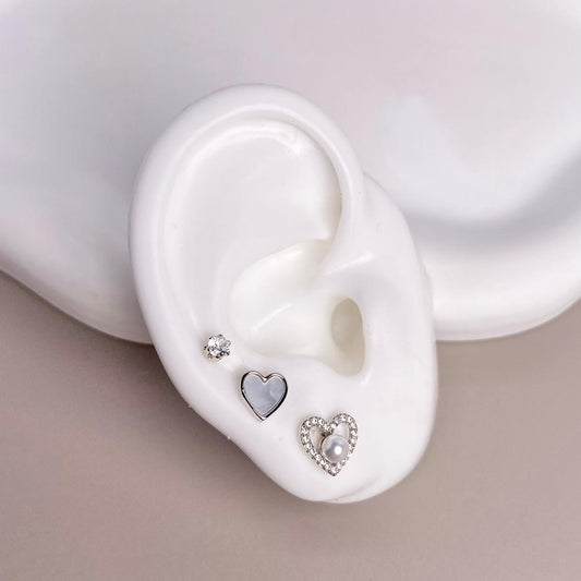 SET DE TOPOS CORAZON PLATEADO