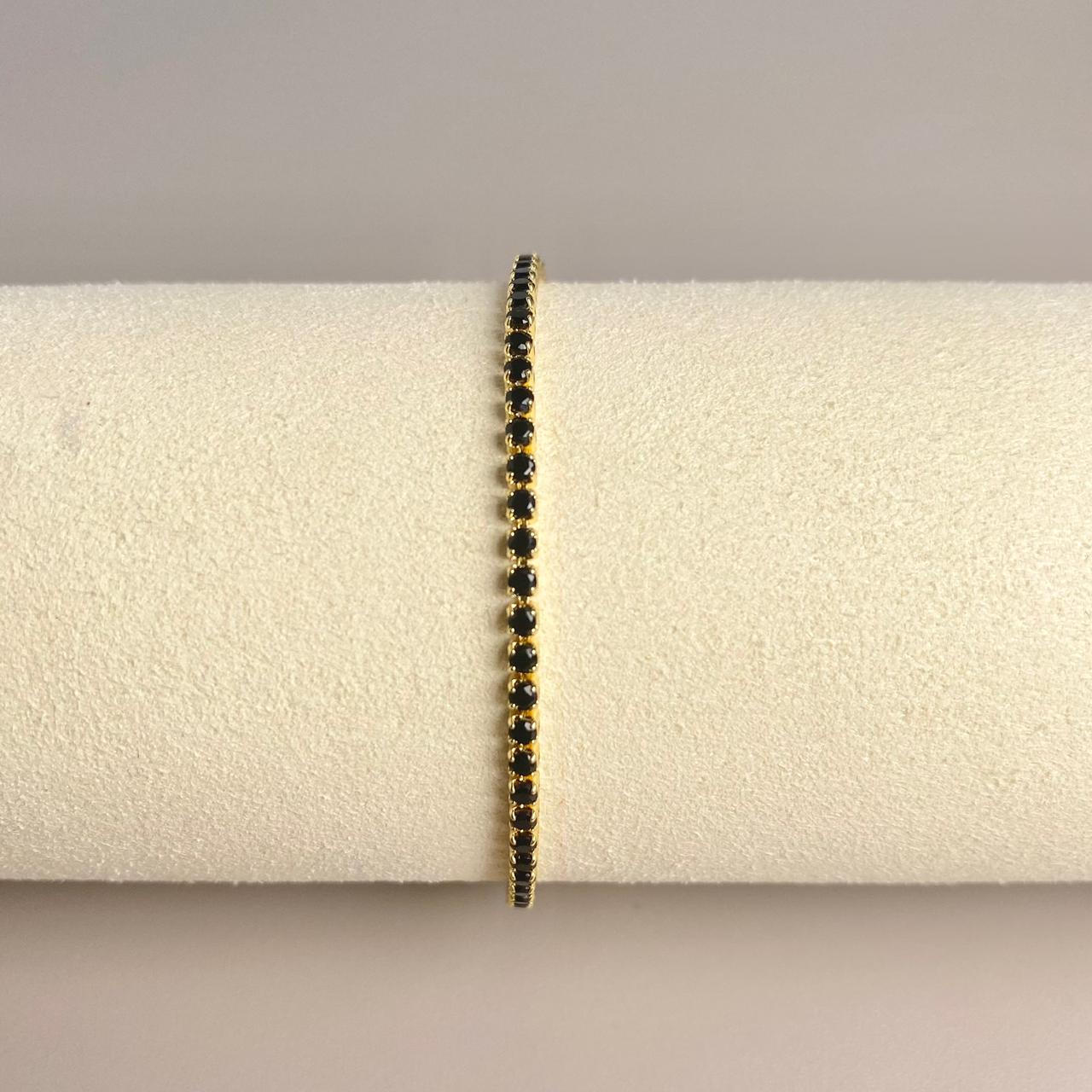 PULSERA DELGADA CIRCON NEGRO