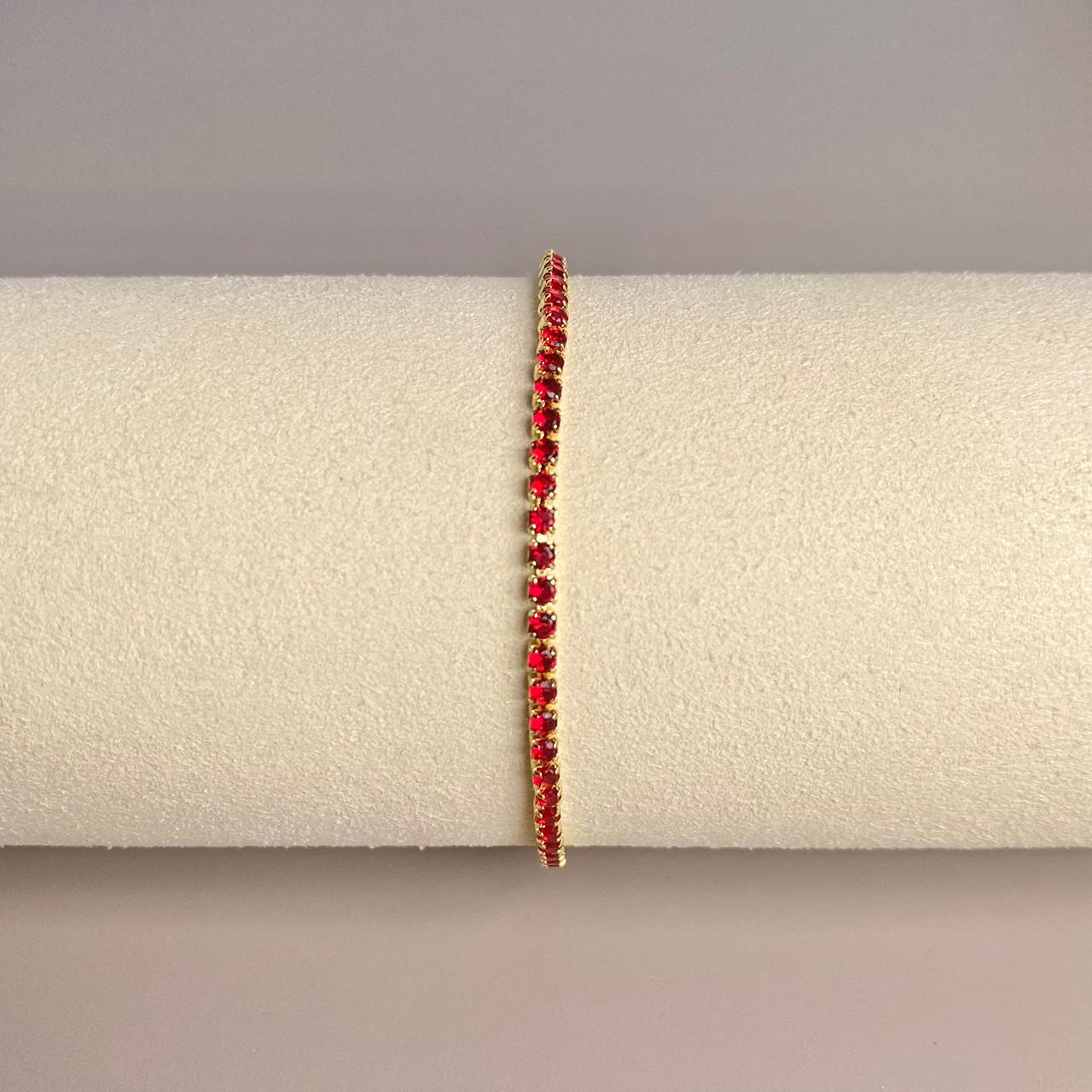 PULSERA DELGADA CON CIRCON ROJO