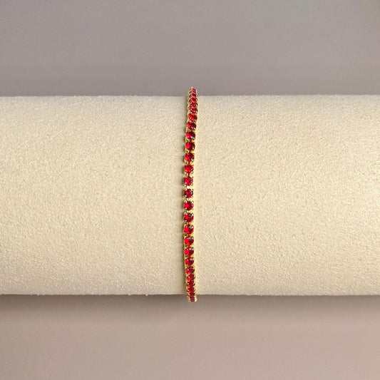 PULSERA DELGADA CON CIRCON ROJO