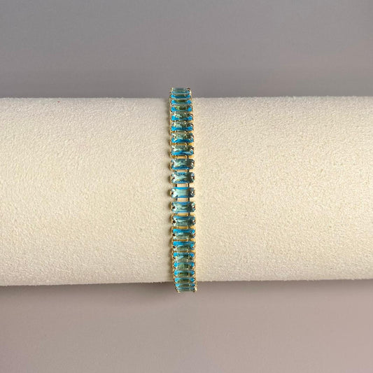 PULSERA GRUESA CIRCON AZUL