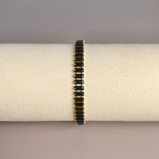 PULSERA GRUESA CIRCON NEGRO