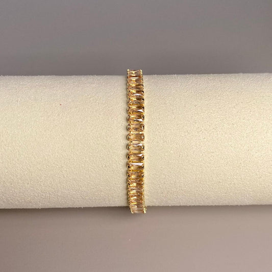 PULSERA GRUESA CIRCON DORADO