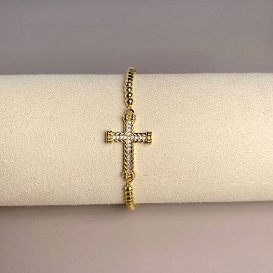 PULSERA CRUZ CIRCONES BLANCO