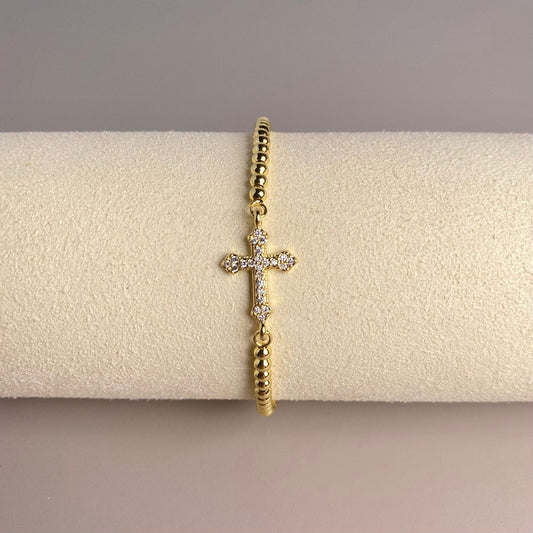 PULSERA CRUZ CIRCONES BLANCOS
