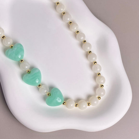 COLLAR CORAZONES VERDES