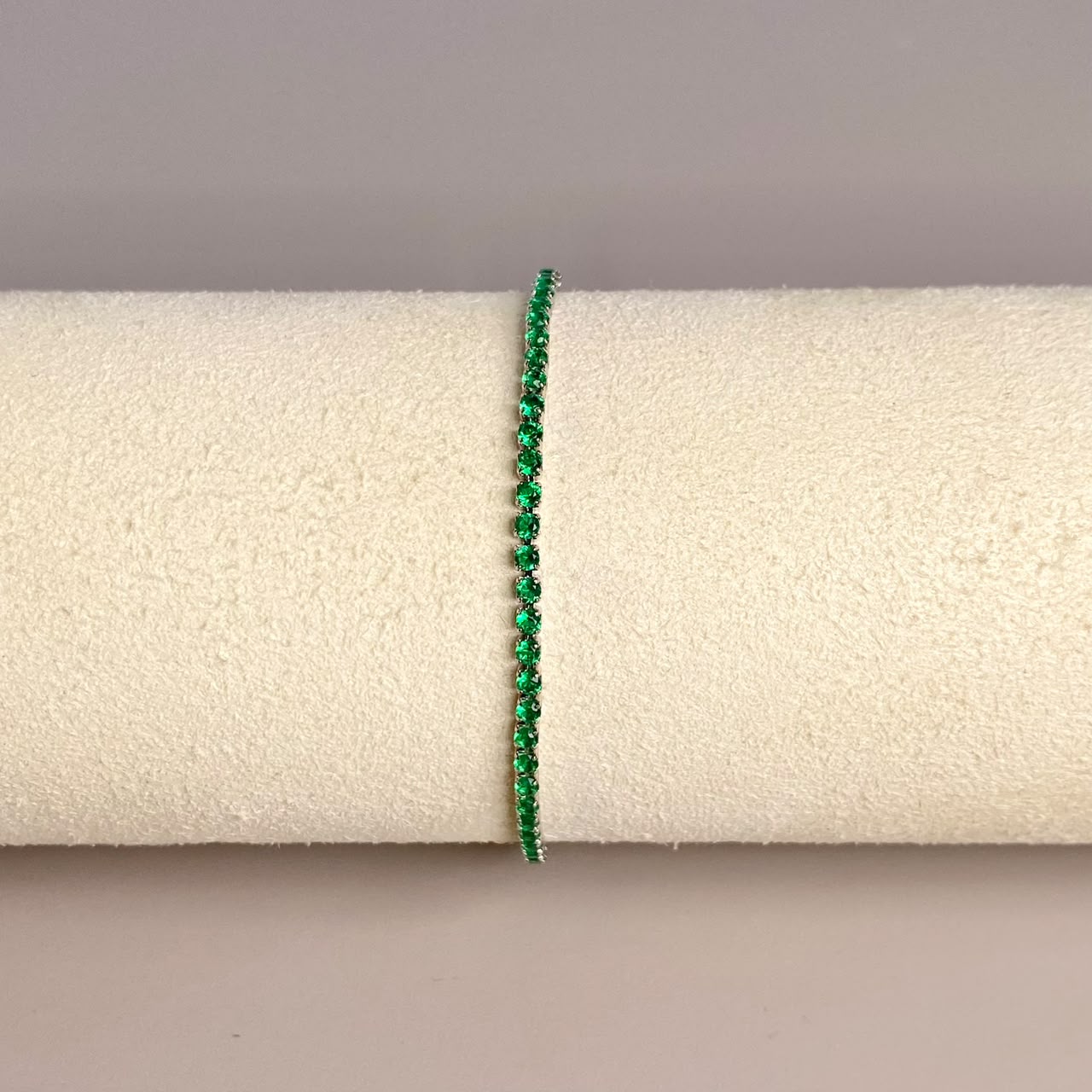 PULSERA PLATEADO CIRCON VERDE
