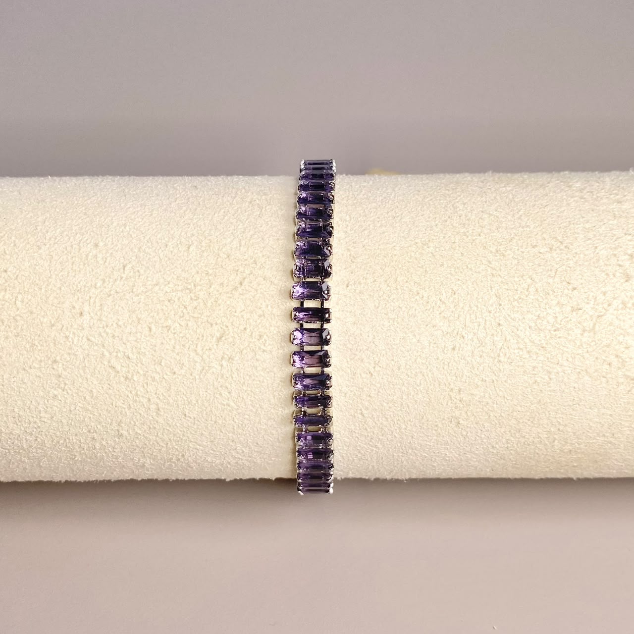 PULSERA PLATEADO CIRCON MORADO