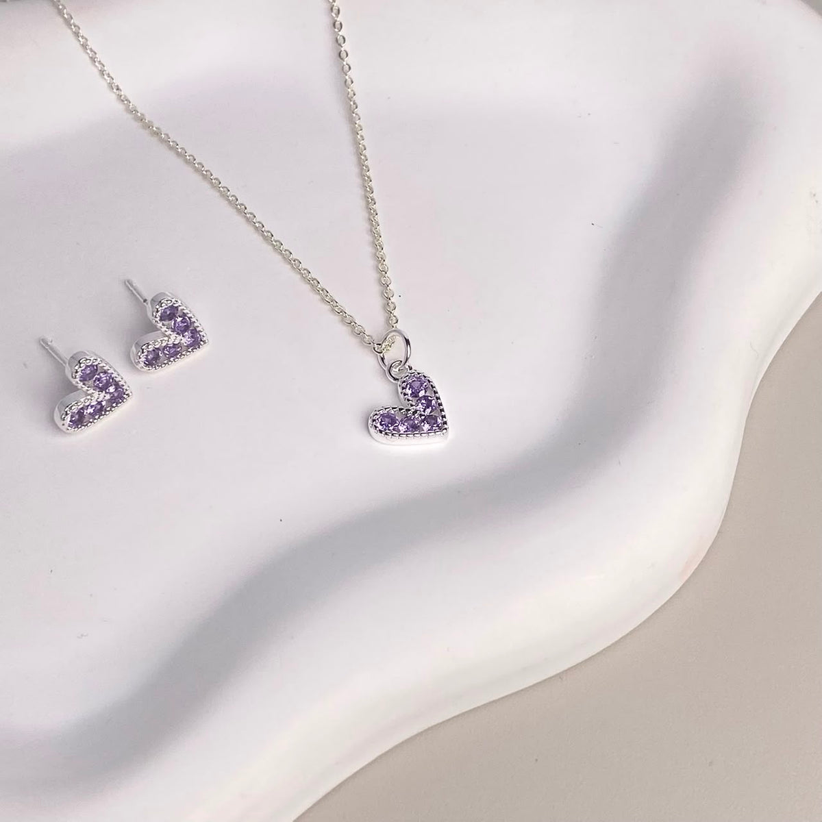 SET PLATEADO CORAZON