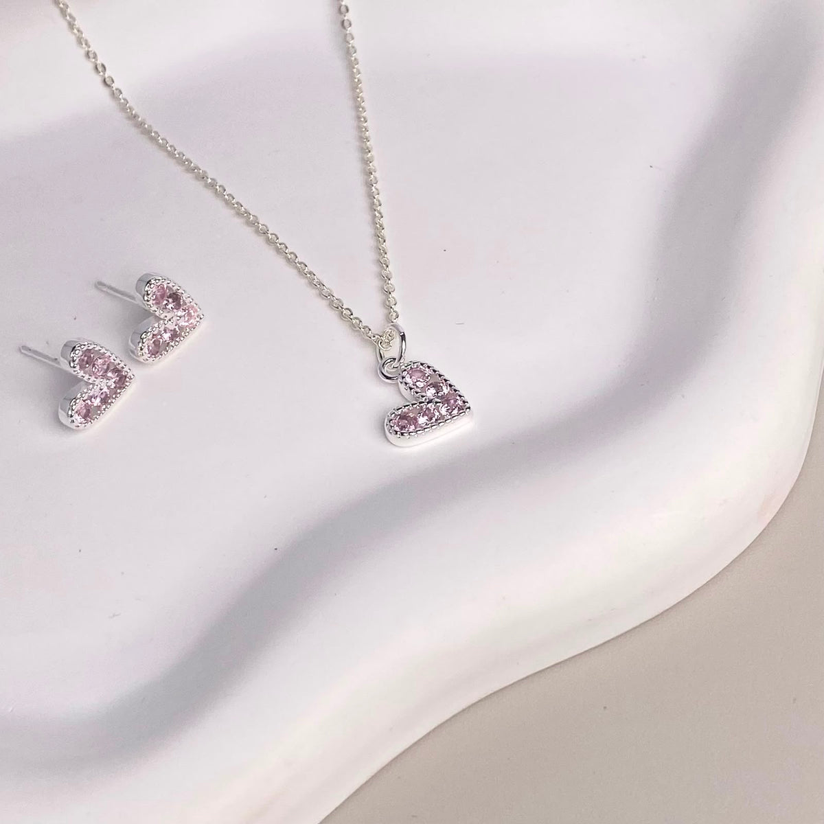 SET PLATEADO CORAZON