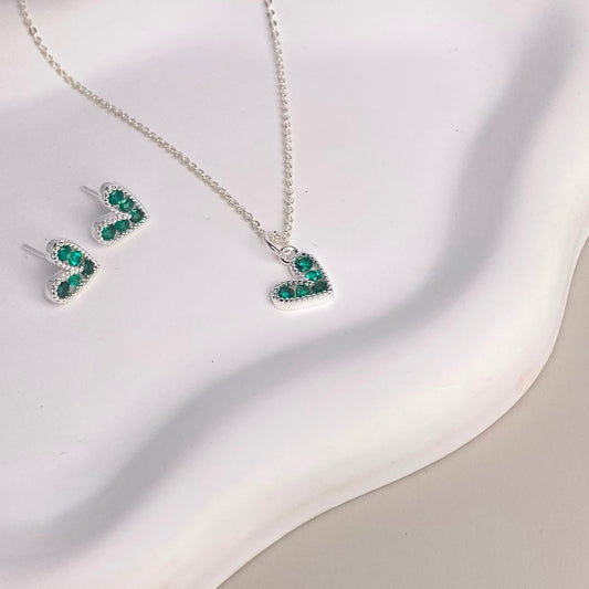 SET PLATEADO CORAZON