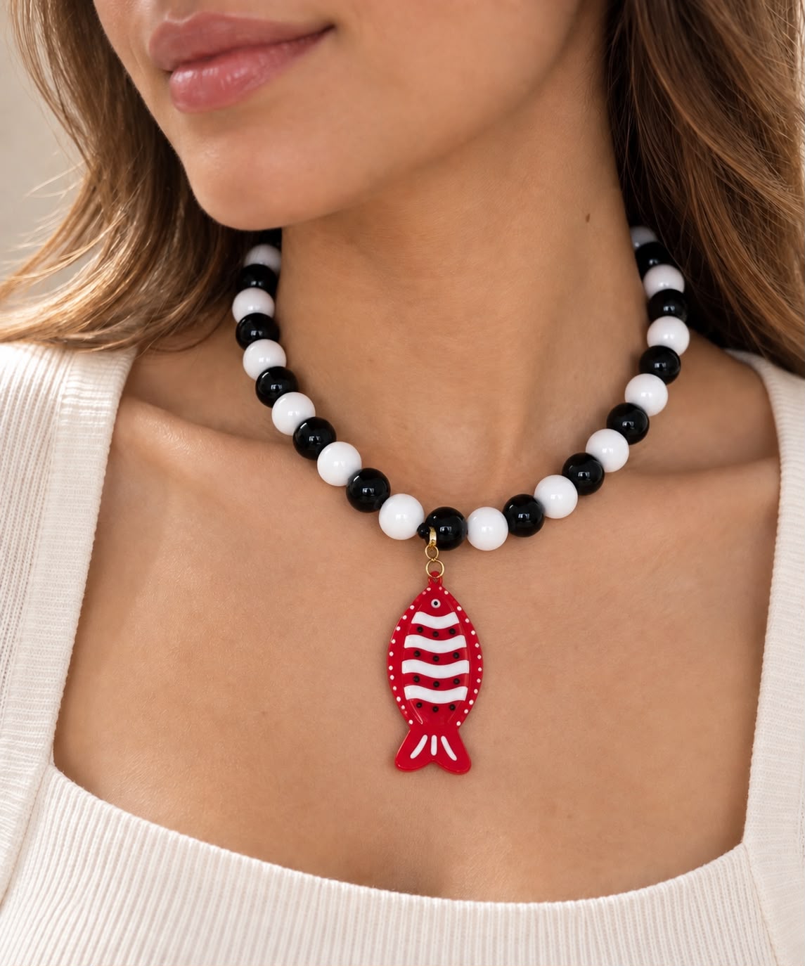 COLLAR ABACO BLANCO Y NEGRO