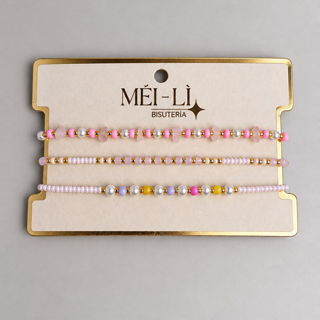 SET PULSERA ROSADO