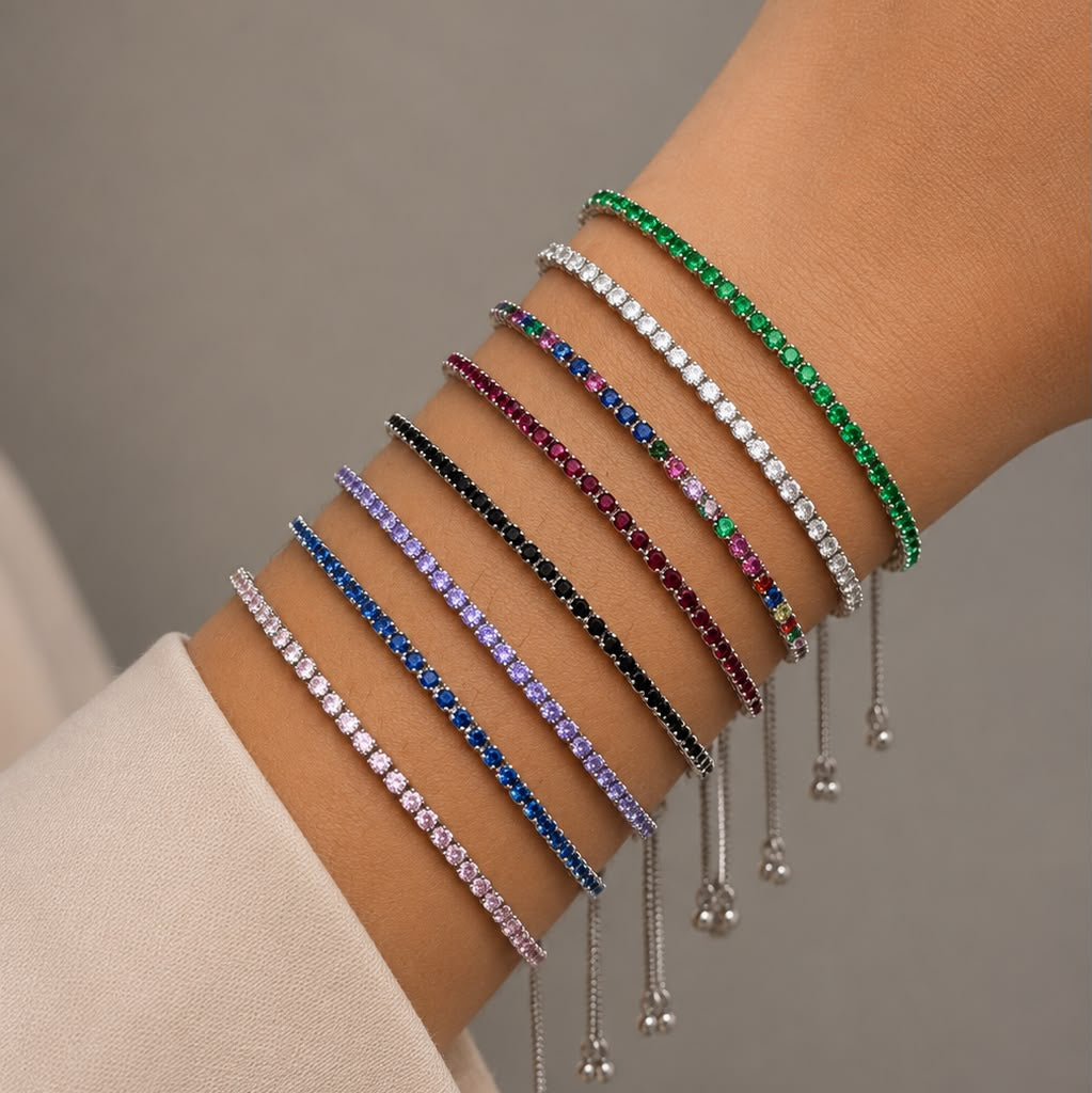 PULSERA CIRCON PLATEADO (ESCOGE TU FAVORITA)